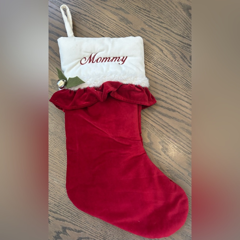 Potterybarn Christmas stocking “Mommy” holly